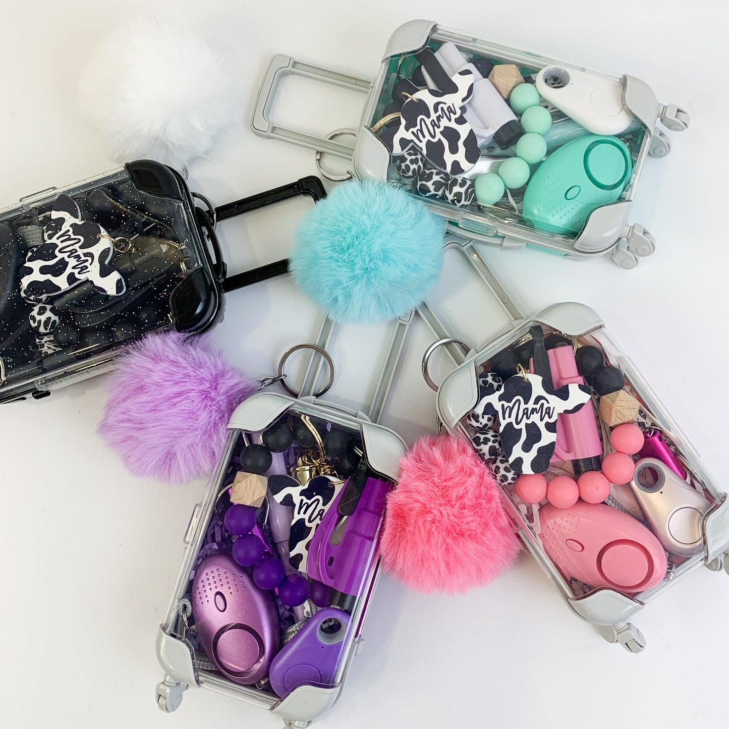 Mini Suitcase Toy - Cow Print Keychain