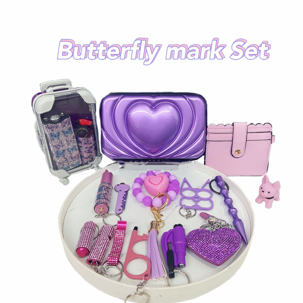 Cute And Playful Butterfly Pattern Self Defense Keychain Set